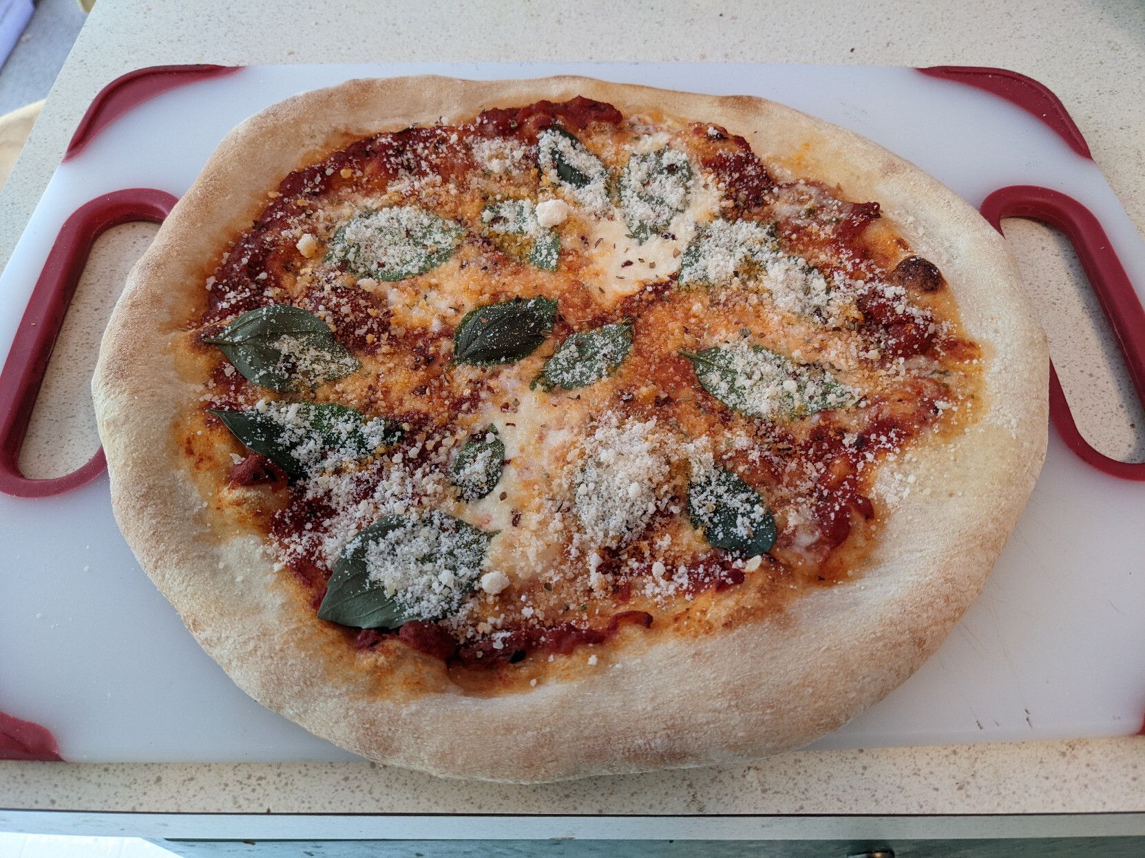 fresh baked home made margherita pizza