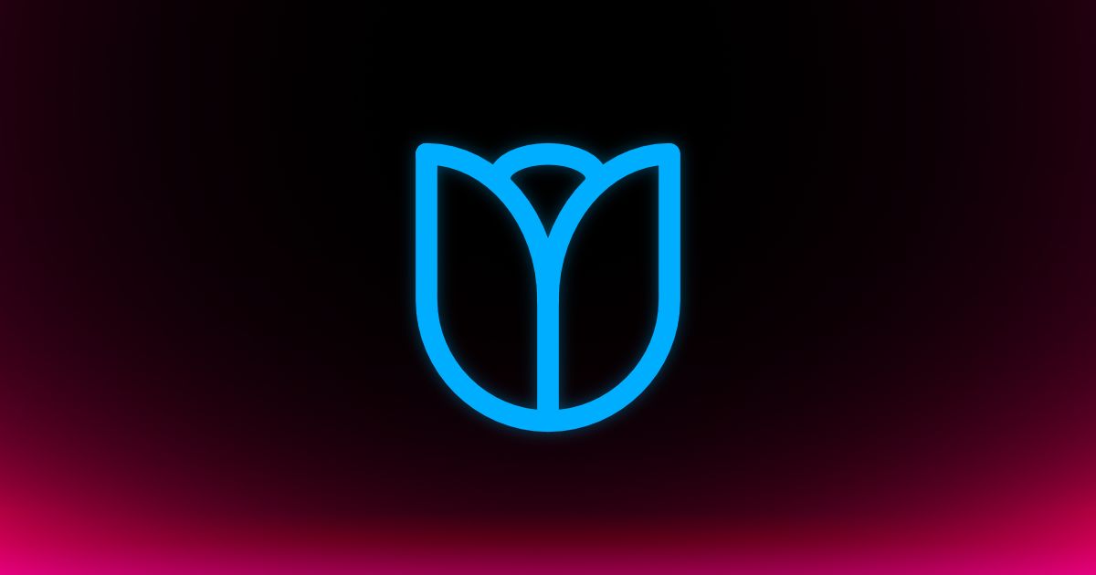 Line art of a blue rose over a black background glowing red from the bottom.