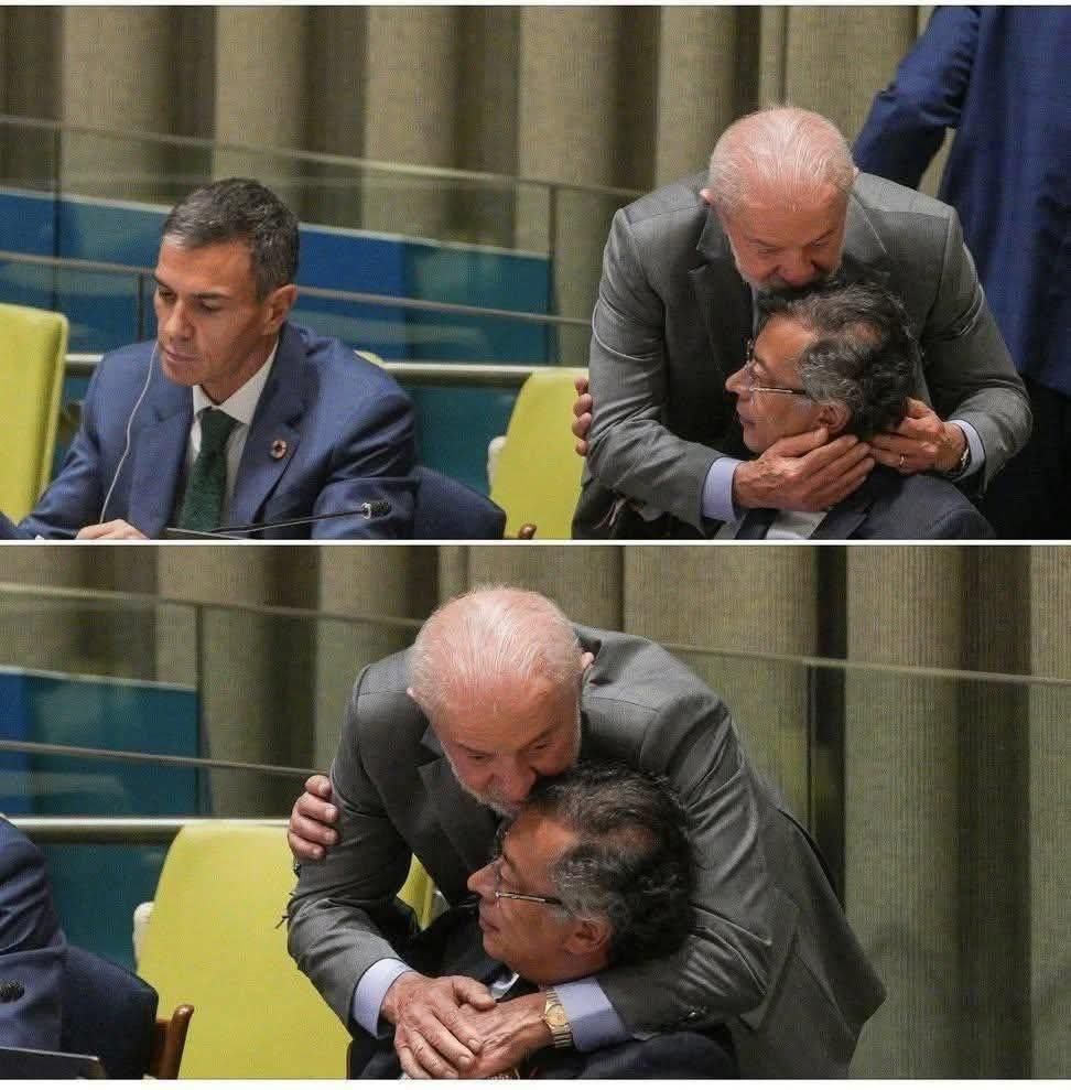 beautiful gesture from the Brazilian president as he kissed the head of the Colombian president 