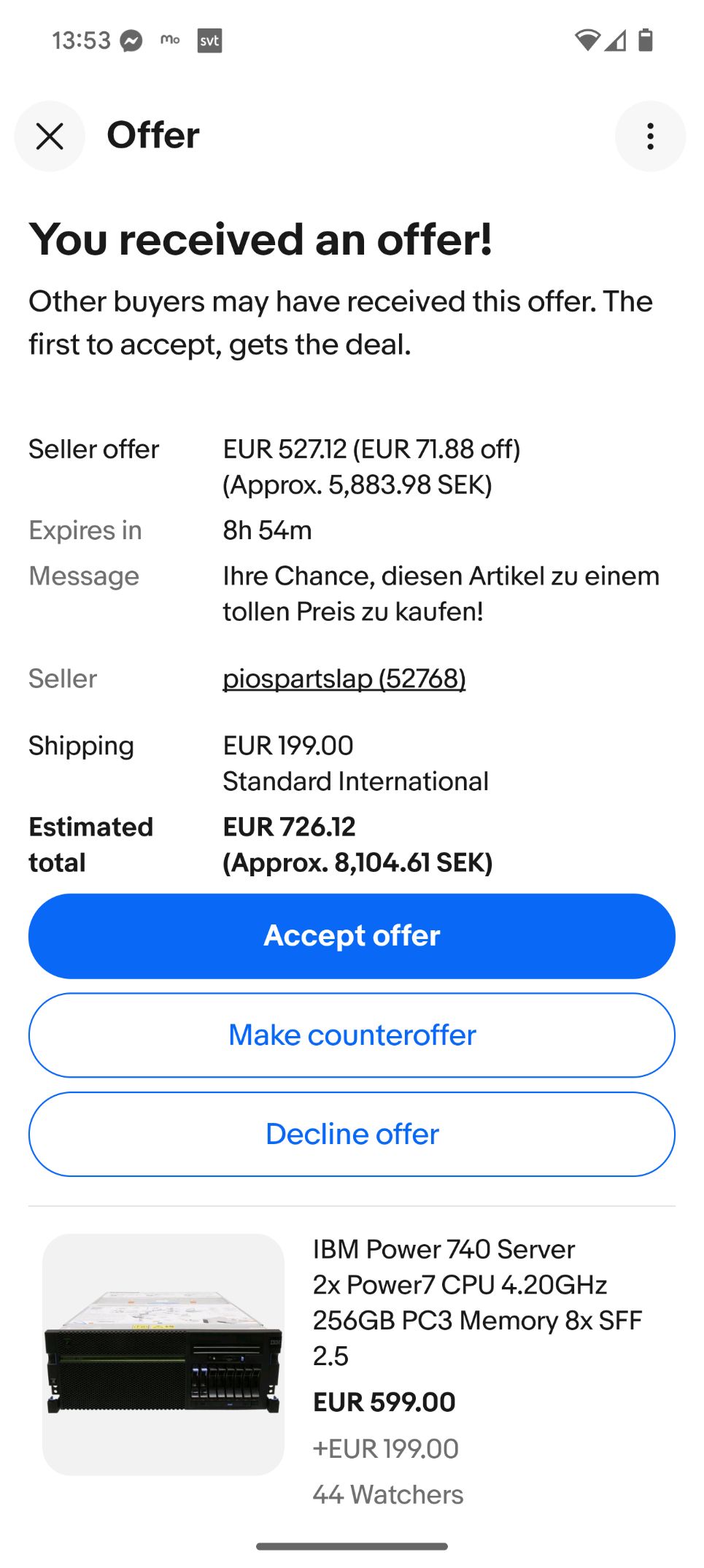 €720 incl. shipping for a dual-socket POWER7 server from IBM.