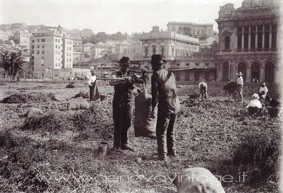 bezagnìni all’opera nei pressi dell’attuale centralissima stazione ferroviaria di Brignole, 1917