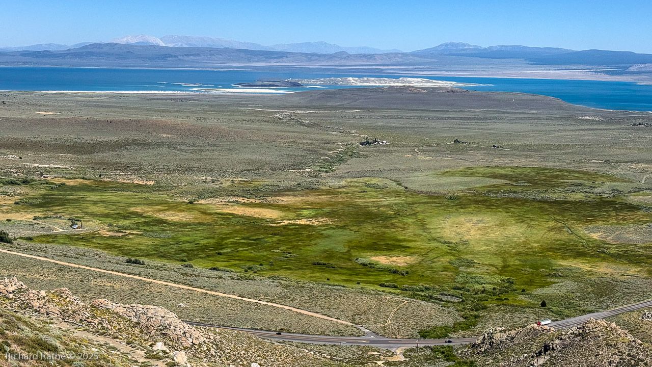 our first glimpse of from a highway turnout after going over a pass into the lake basin