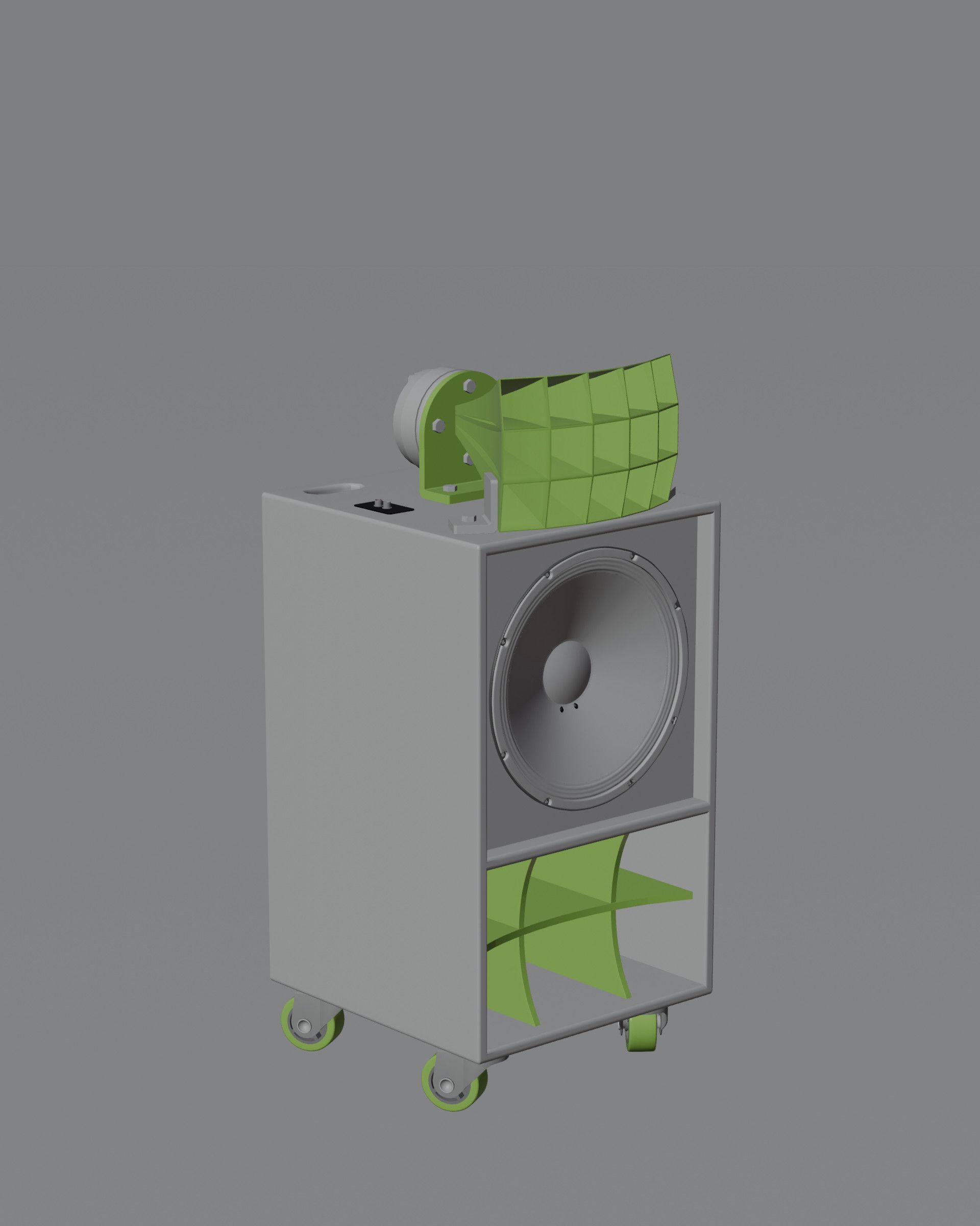 3d rendered speaker with flat color textures to better show the details