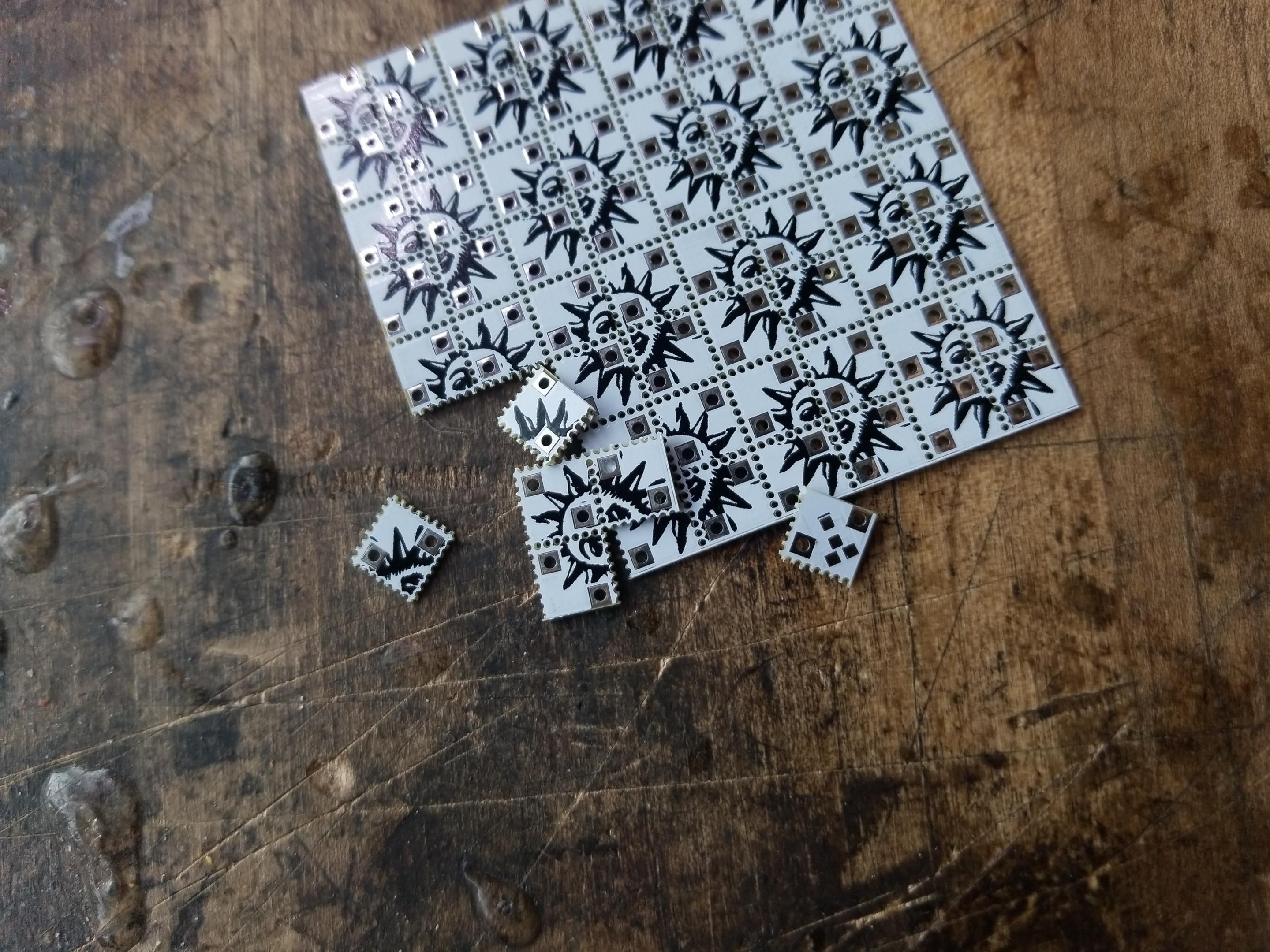 Close-up with individual breakouts snapped off