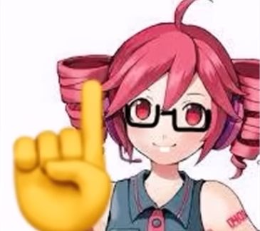 kasane teto with the nerd emoji teeth and glasses and finger edited over her
