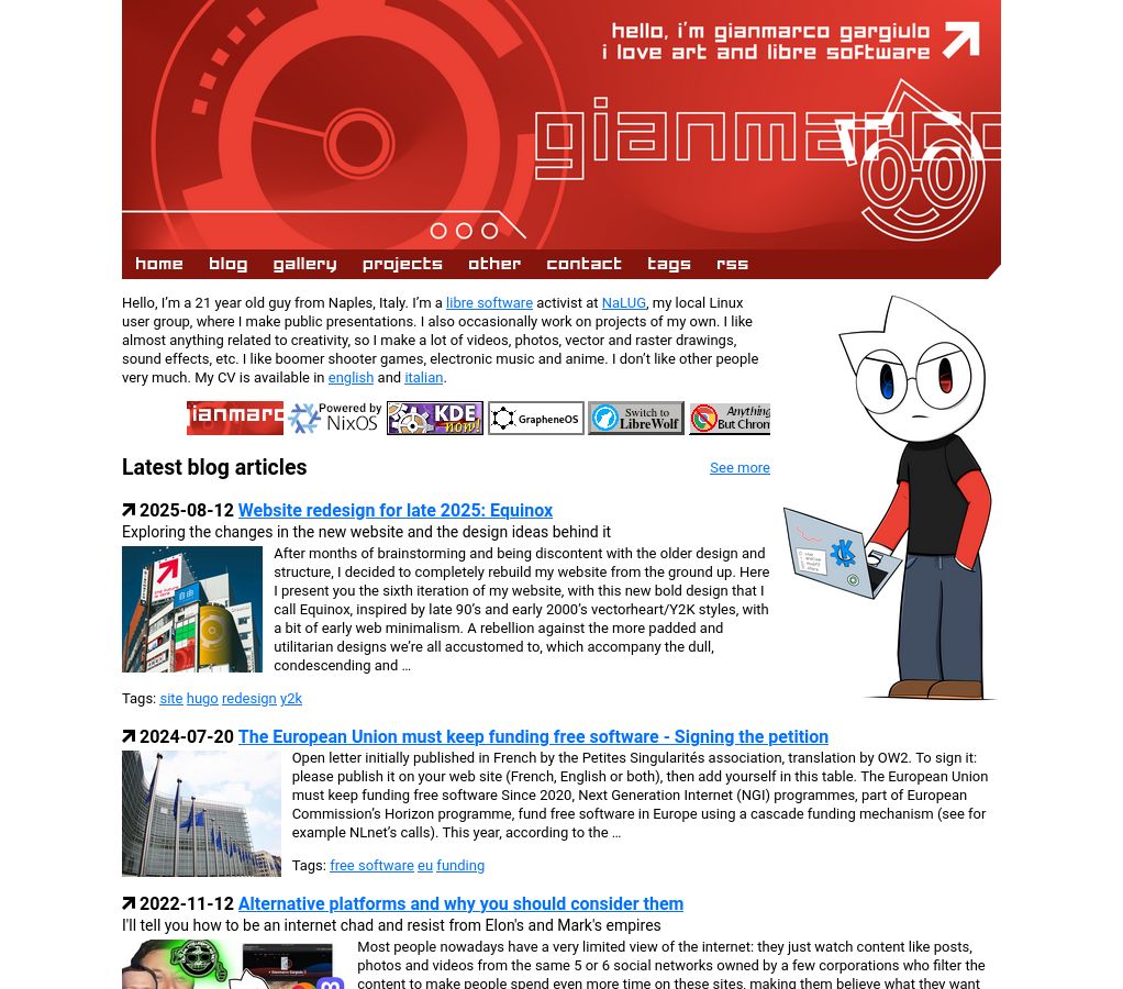 Screenshot of the new homepage.