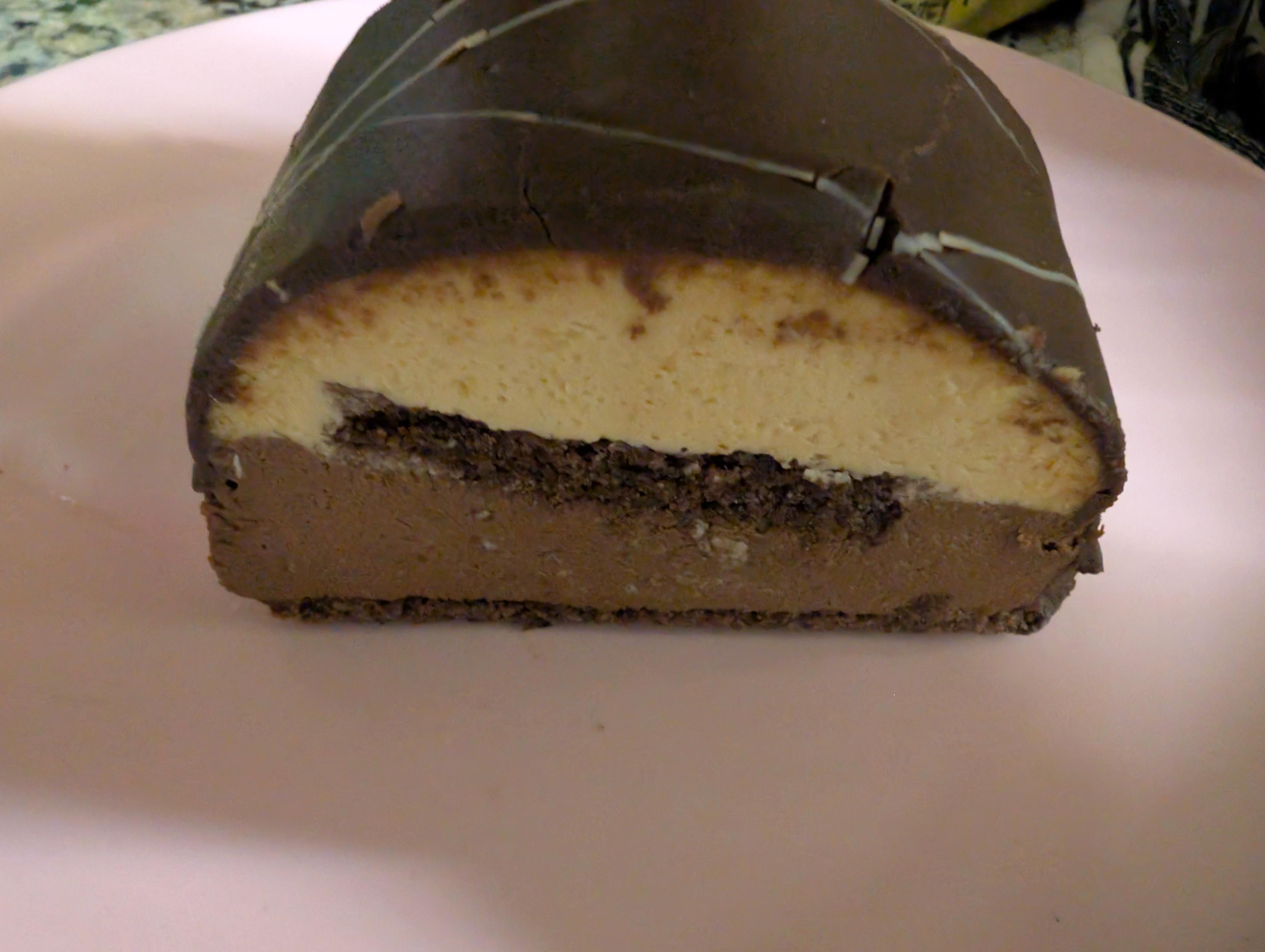 Acajou Cake, a chocolate sponge cake with caramel and chocolate mousse