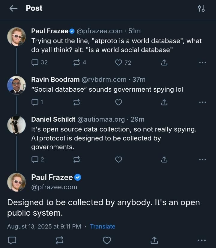 Screenshot of the Bluesky conversation.