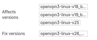 Another Jira screendump of cripled version strings, this time in normal view.