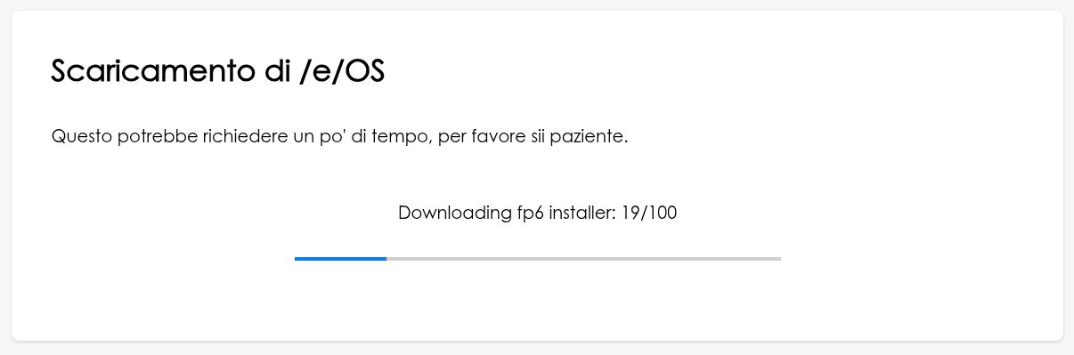 A screenshot with the status of the download of /e/OS for my Fairphone