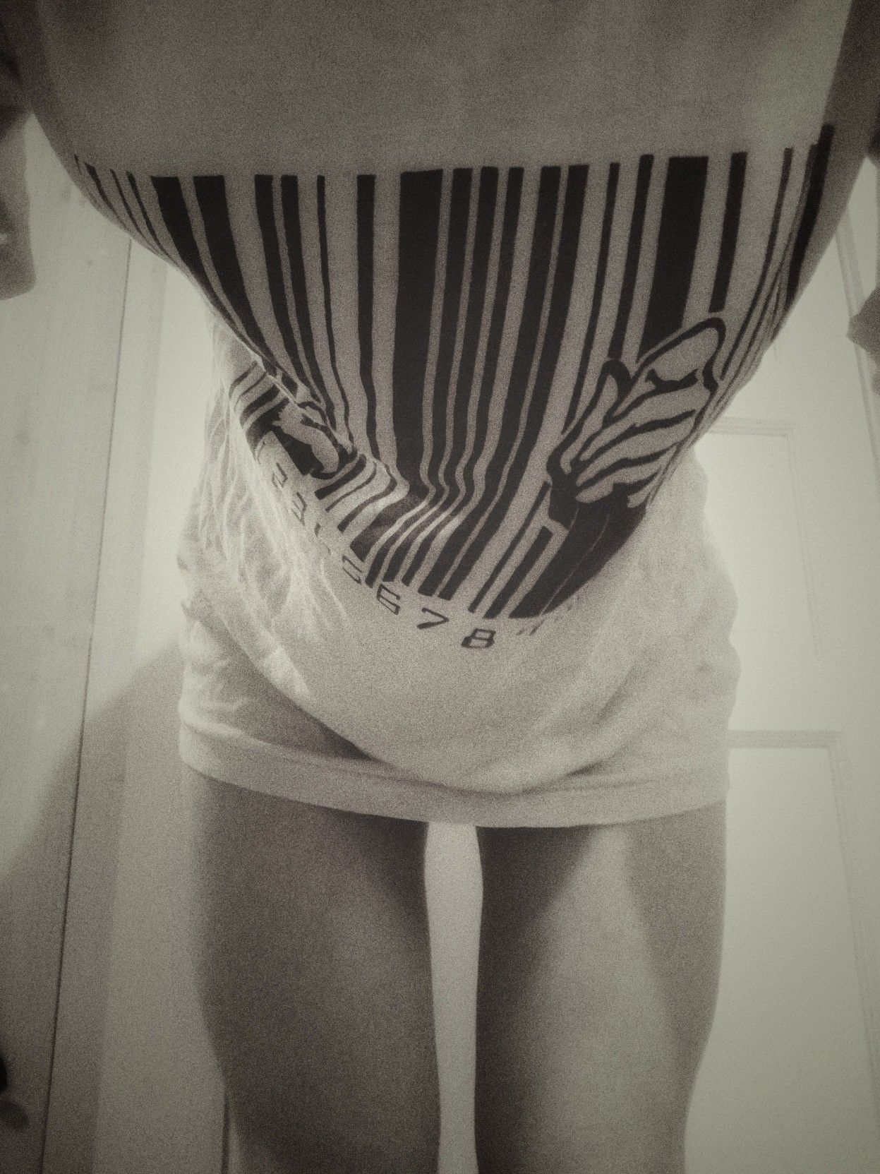 My thighs. I'm wearing a t-shirt covering a bit of them, but that's it.