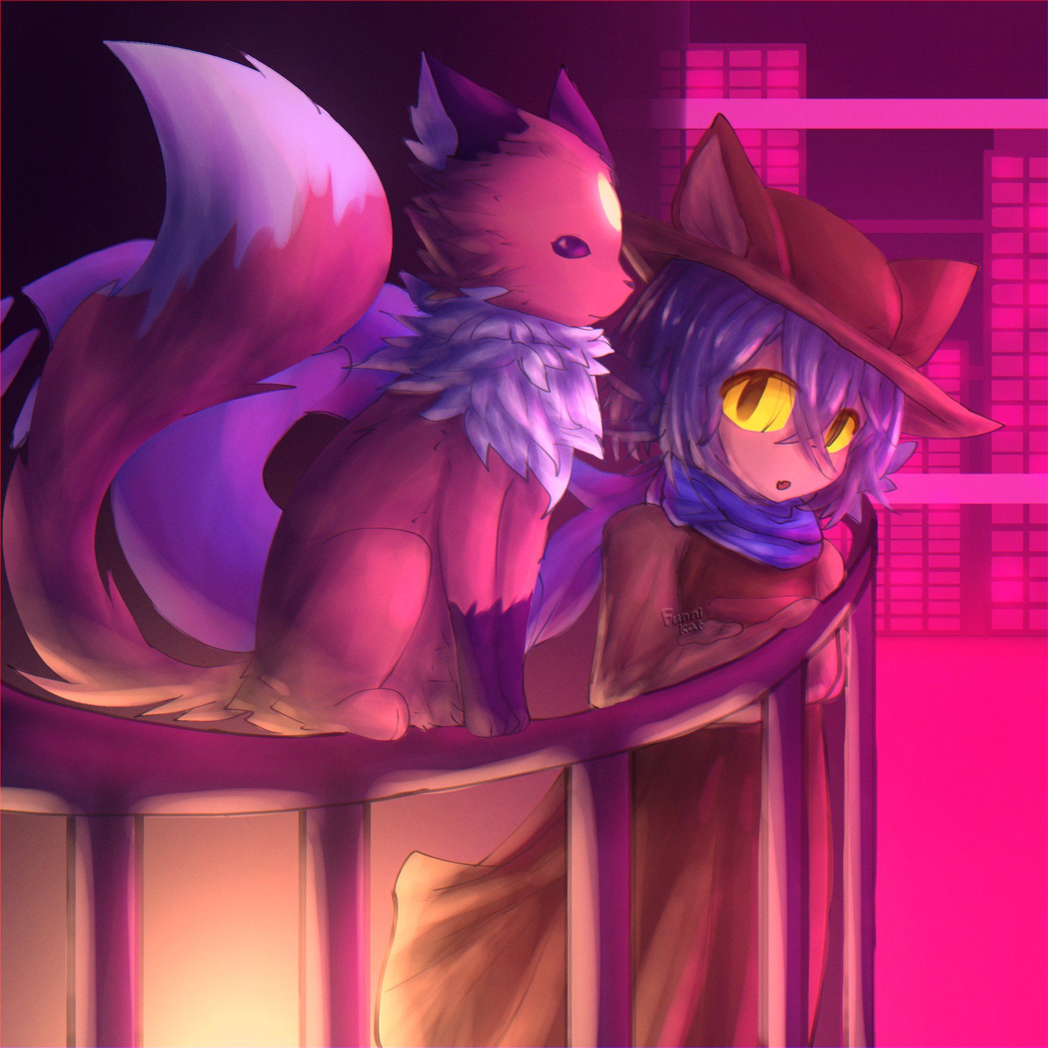 Niko and Rua look at the city from high