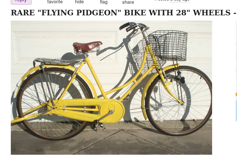 Flying Pidgeon with yellow frame 