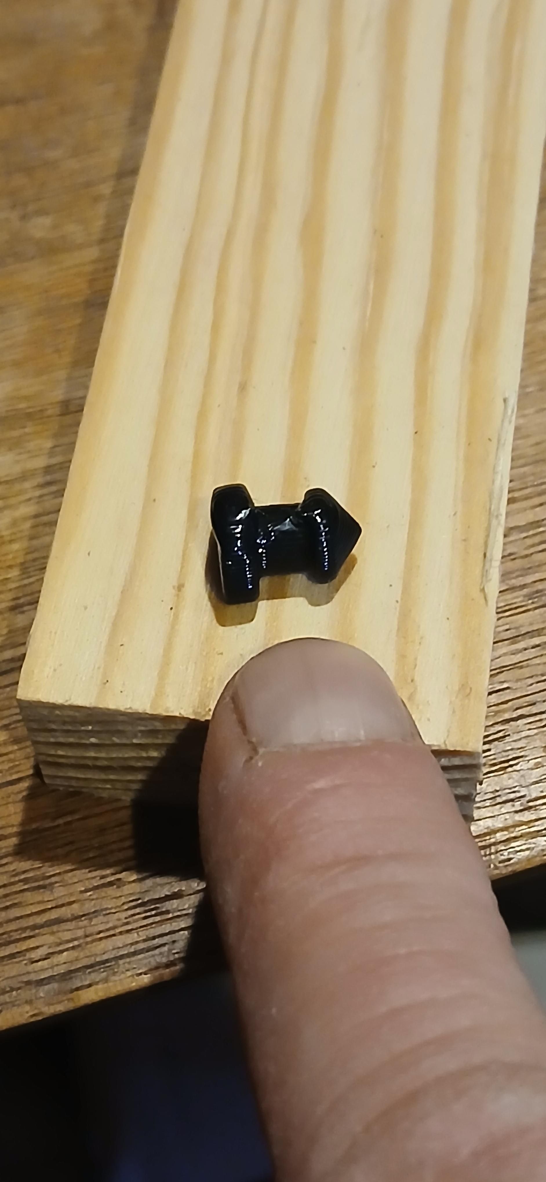 TPU rivet that looks an awful lot like something else sitting on some pine