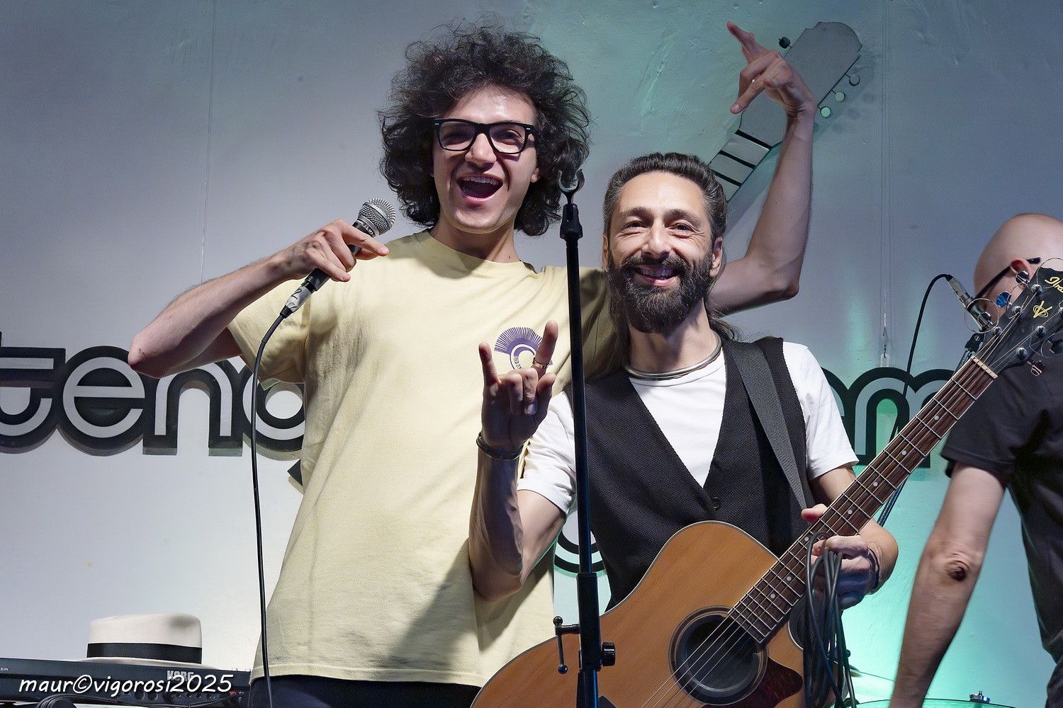 A picture of me on stage with Tommy from the band “Filodiretto”