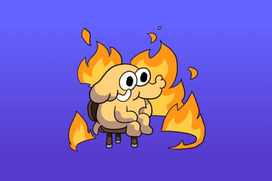 A Mastodon surrounded by flames, with bulging eyes - "This is fine"