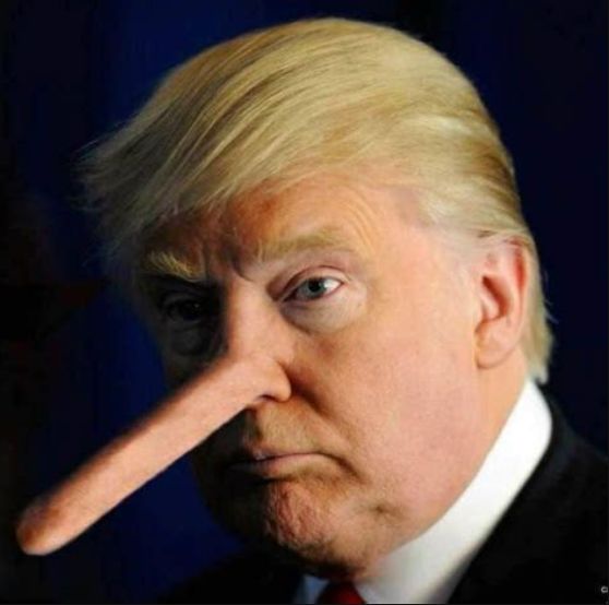 photo of trump with a very long nose.
