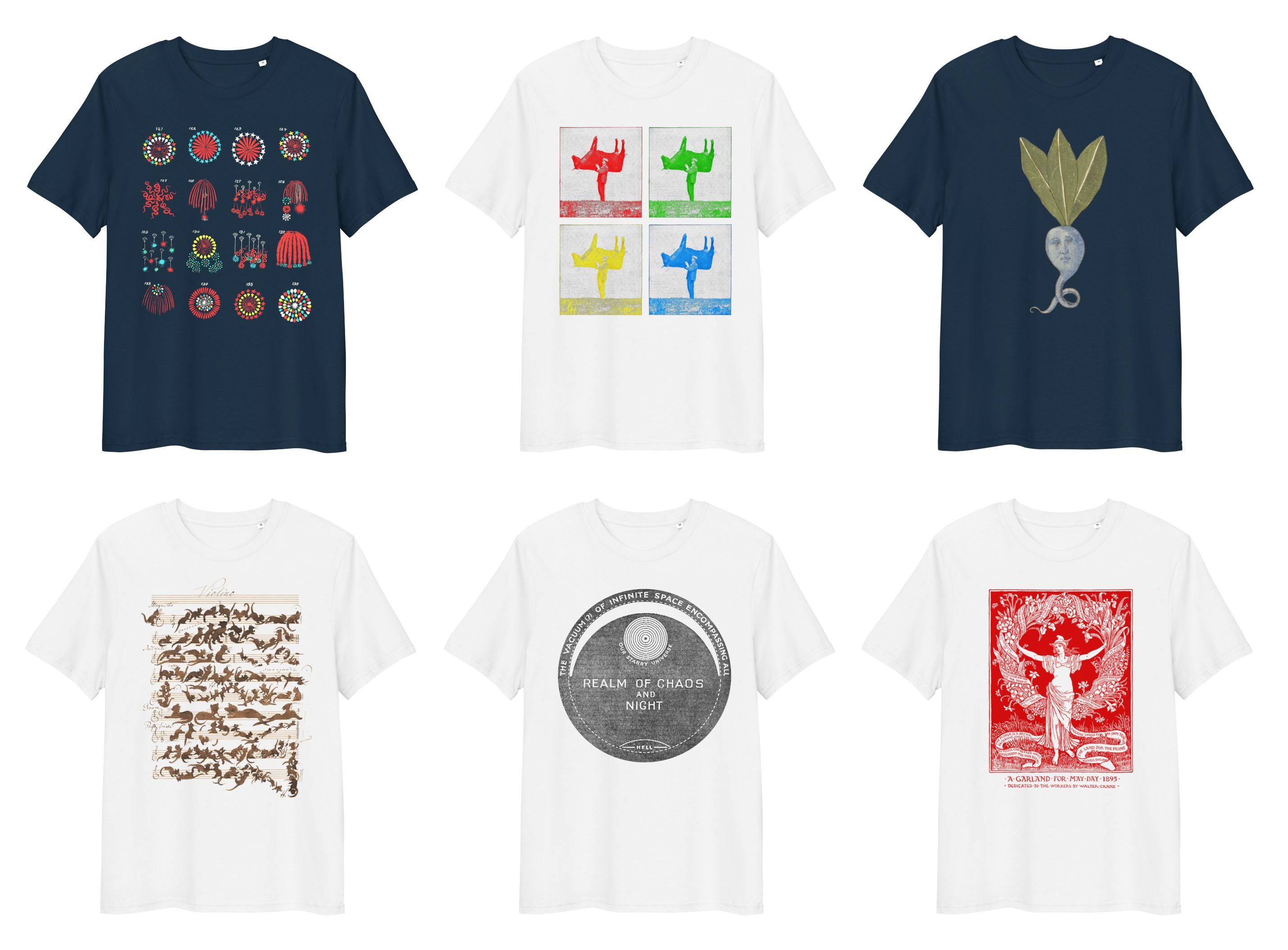 Composite image showing 6 t-shirts in a grid