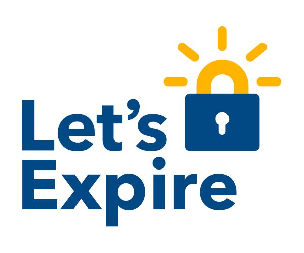 the Let's Encrypt logo but it says "Let's Expire" instead
