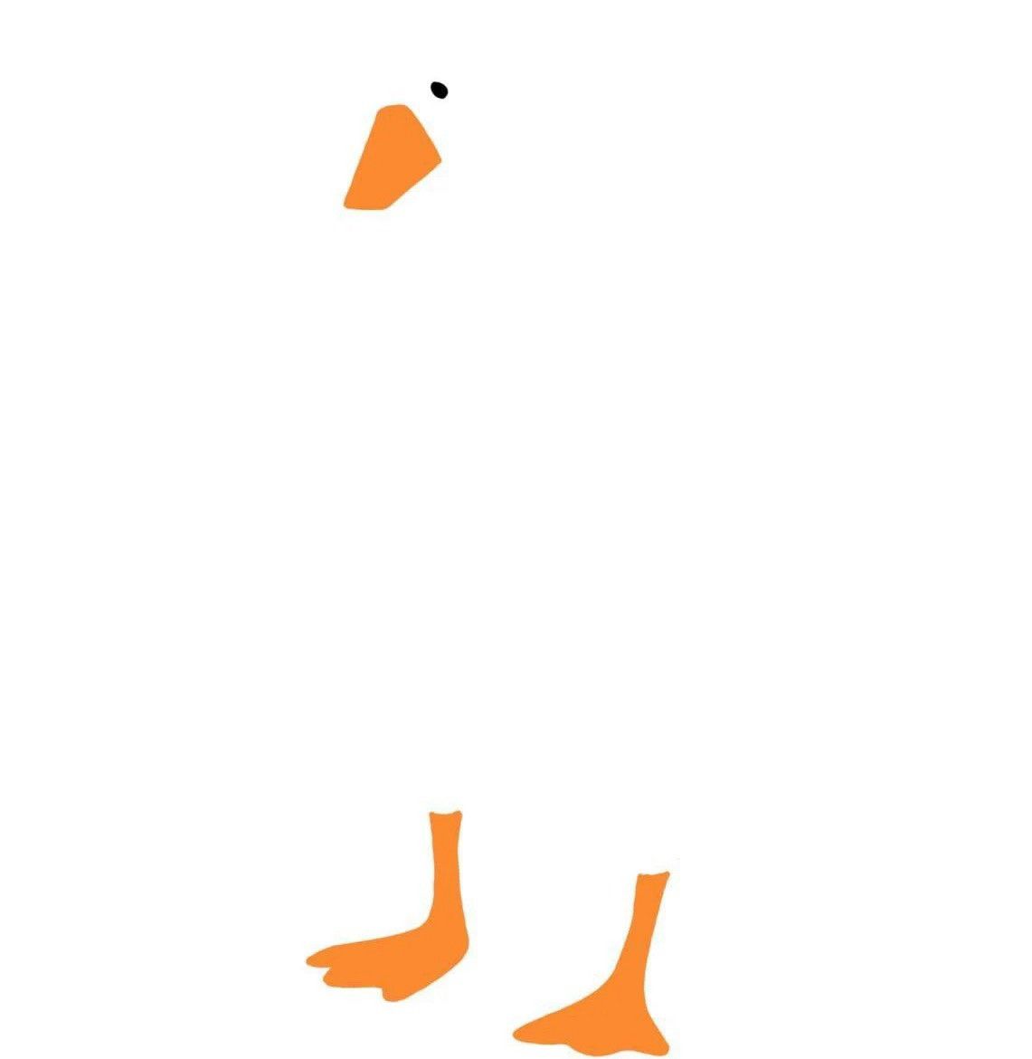 Template image that depicts the partial rendering of a goose. Only the break, legs, and a single eye are visible. The body was not drawn in yet.
