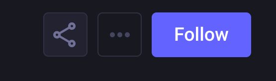 cropped screenshot of a mastodon profile showing the share button next to an menu button and the large follow button