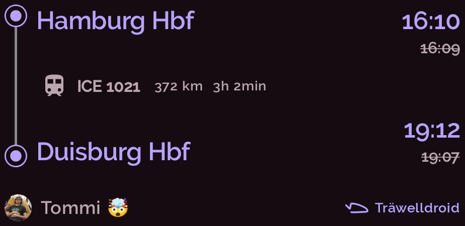 Illustrative image generated by Träwelldroid, containing the details of the Träwelling link.