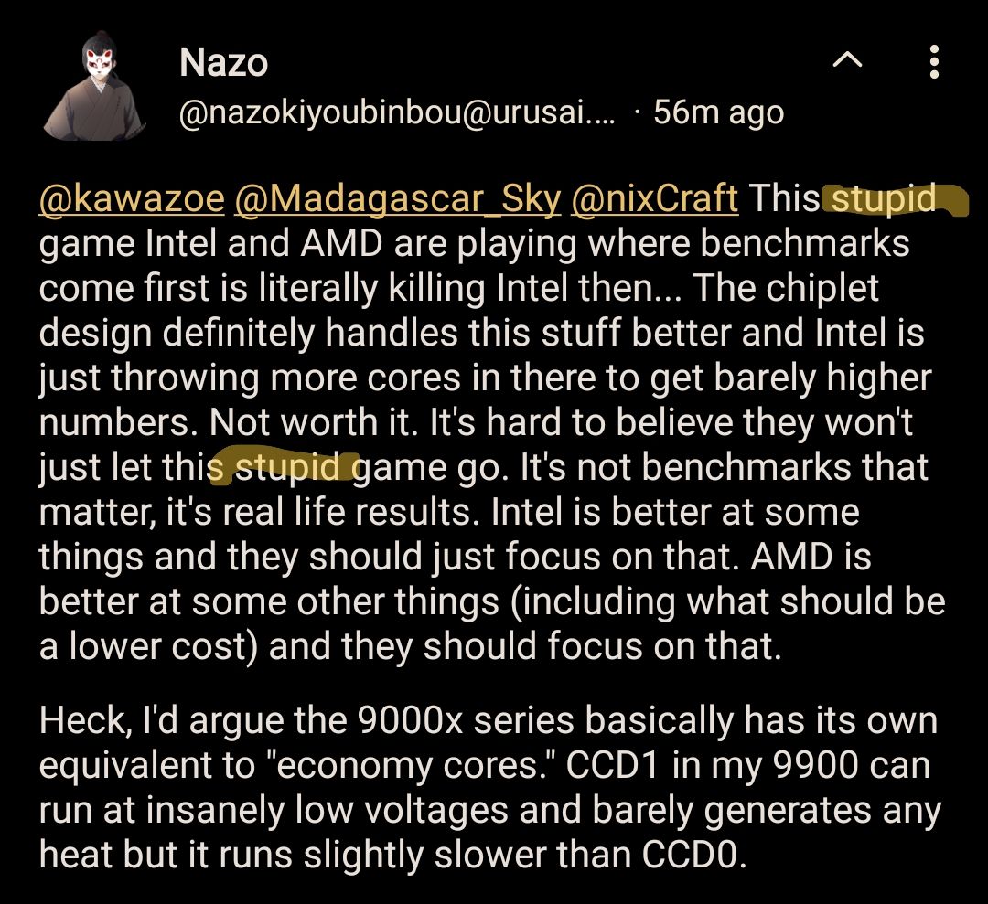 A screenshot of the previous post in the thread, with multiple usages of the word "stupid" highlighted, and no instance of the word "artificial."