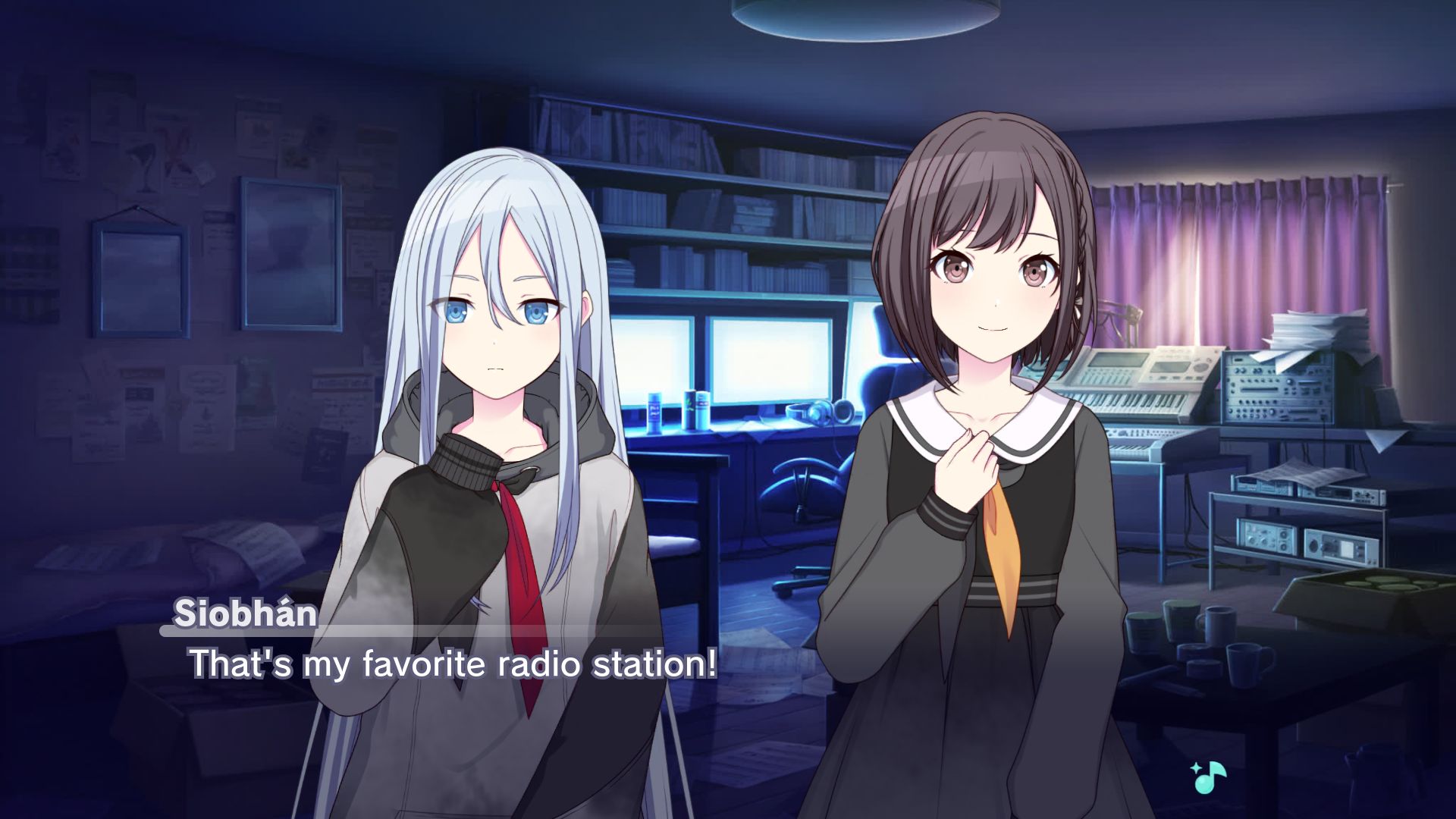 Siobhán follows up from image 2 with "That's my favorite radio station!"