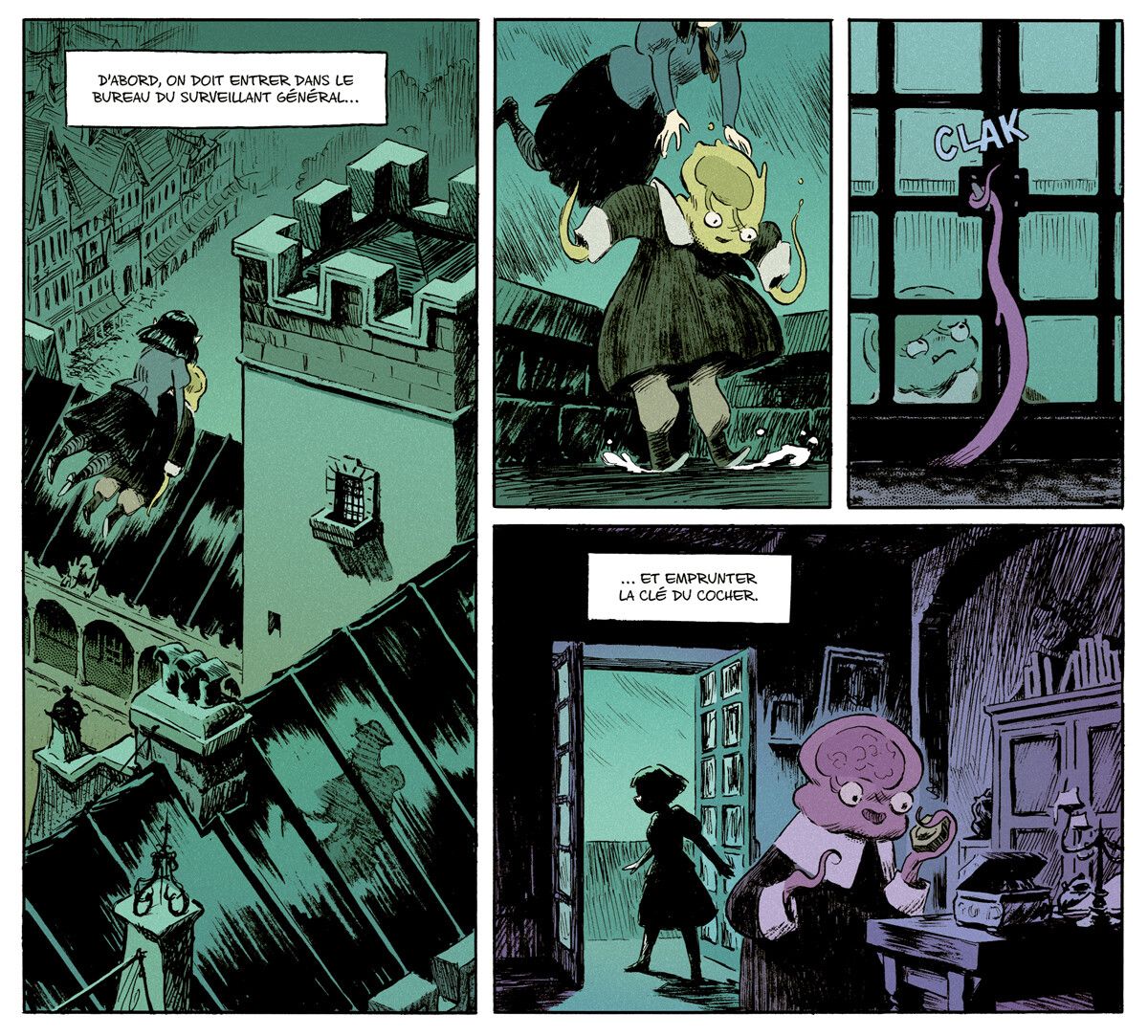 Interior sequence of comic Hématite by V. Maderna & F. Piatti published by Dargaud.