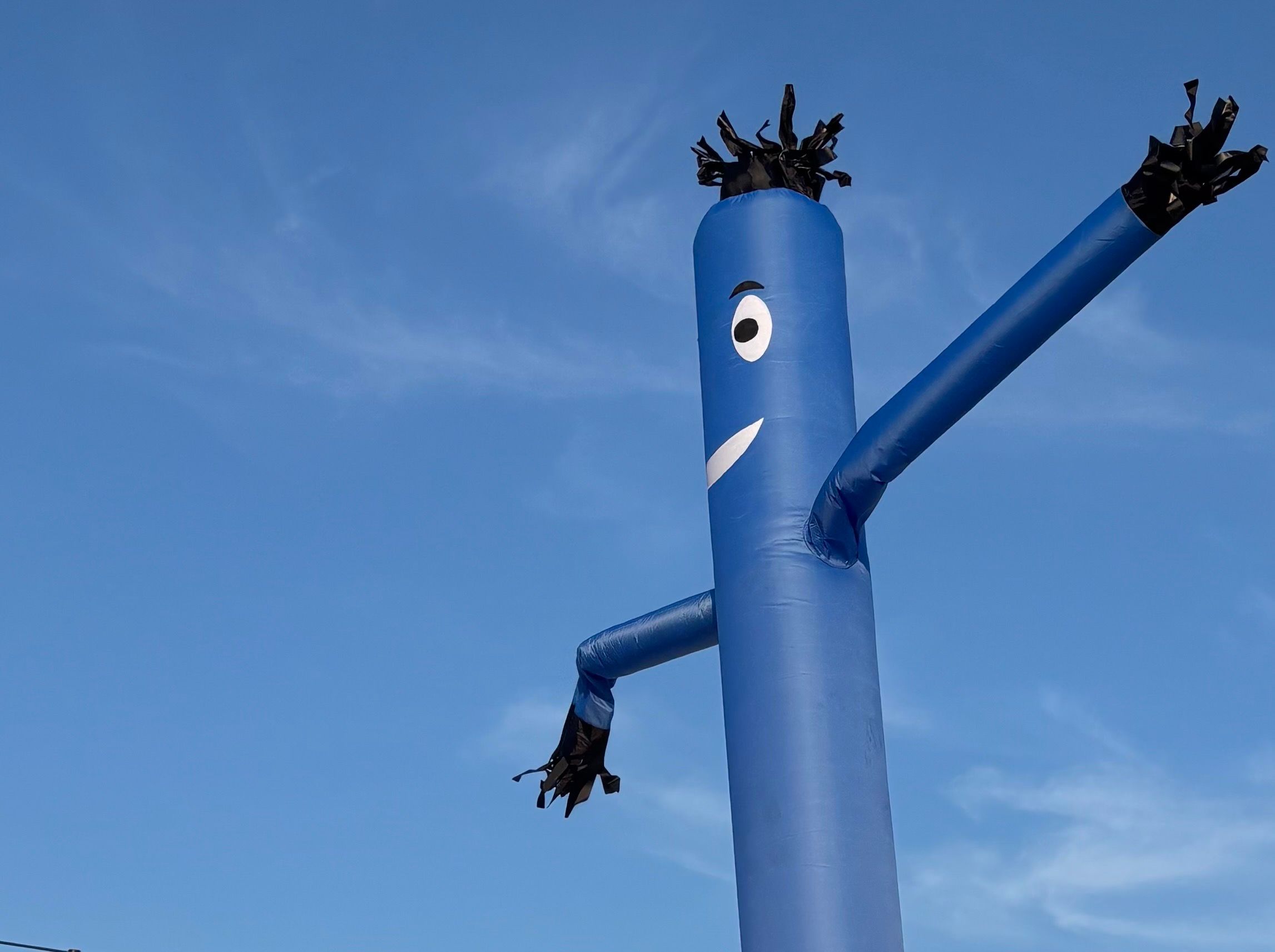 An inflatable circular tube person thingie (like those used by american roadside businesses) waving in the wind.