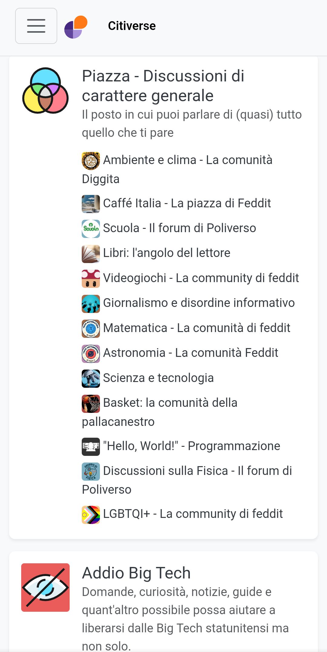 Alcune schermate di esempio del nostro forum