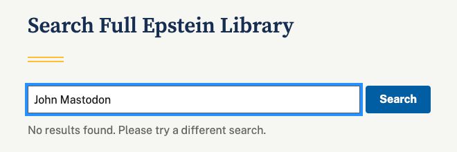 John Mastodon does not appear in the Epstien Library