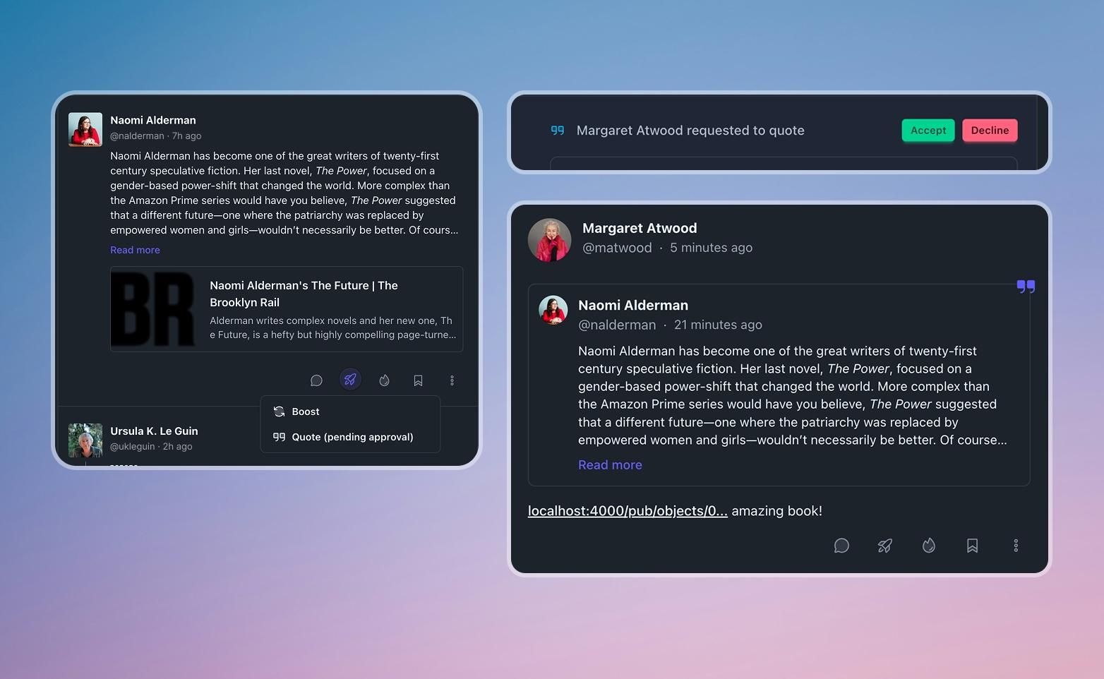 several screenshots of the quote flow in bonfire