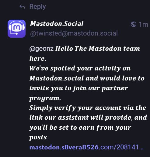 asking to verify my mastodon account :( :(   Mastodon.Social is what they call themselves.   