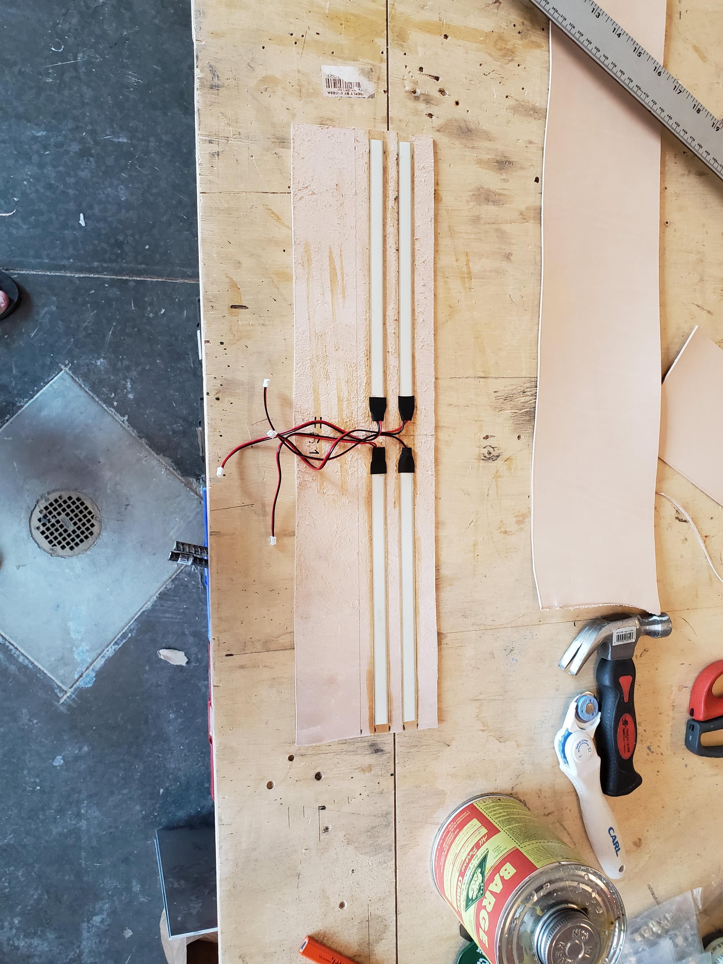 The first layer of the collar being constructed with EL strips embedded in barge cement