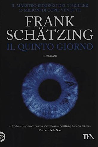 La copertina del libro menzionata nel post:
Sfondo nero con io titolo e l'autore nella parte alta, al centro la pupilla di un occhio azzurro che spicca.