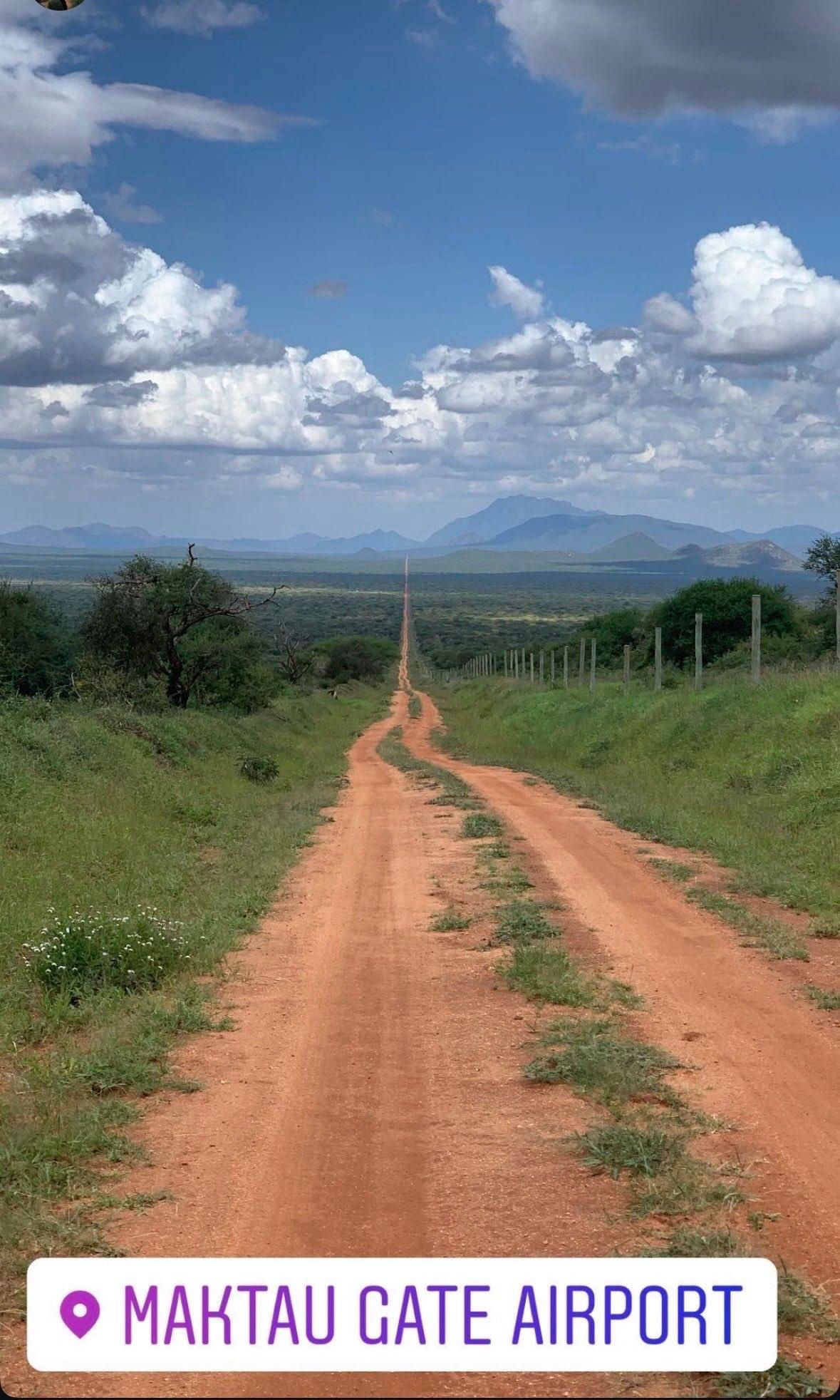 Earth road in Maktau gate airport in Taita Taveta, 2019.
