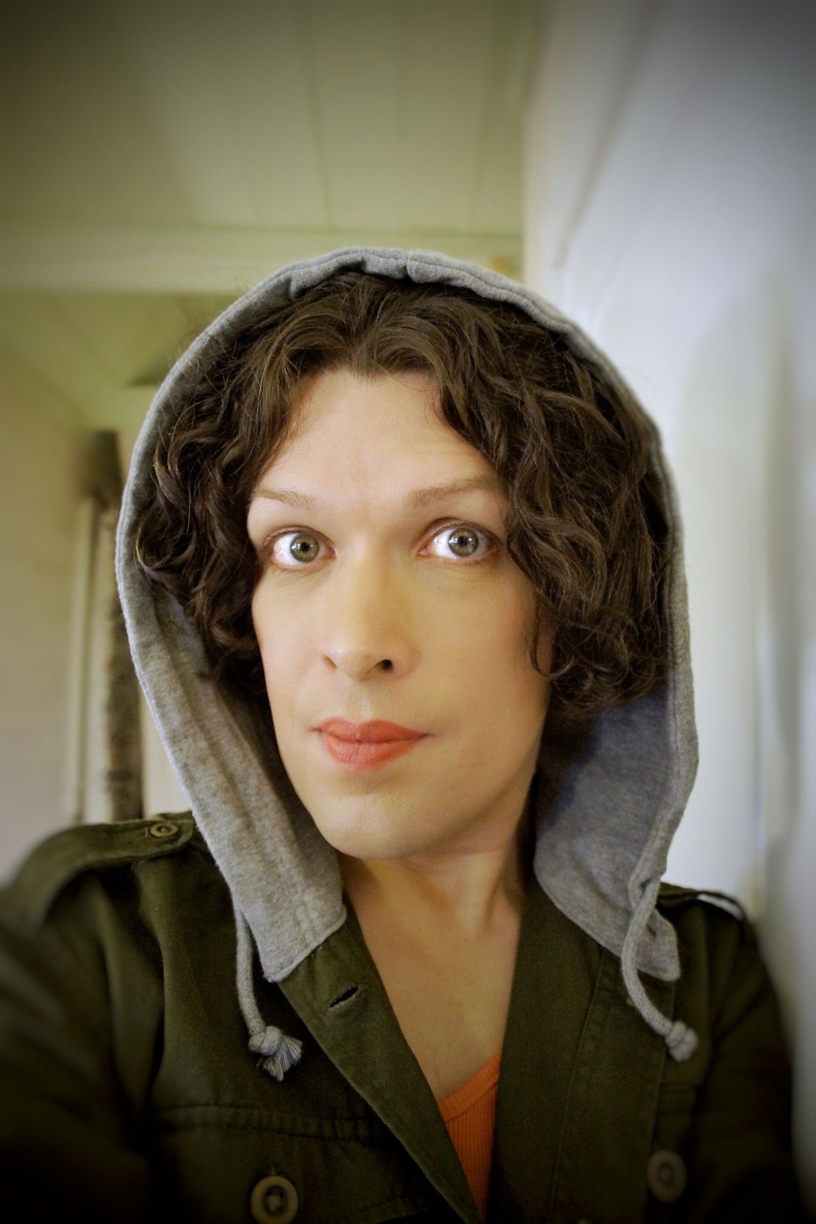 Portrait, me in makeup. In a hoodie.