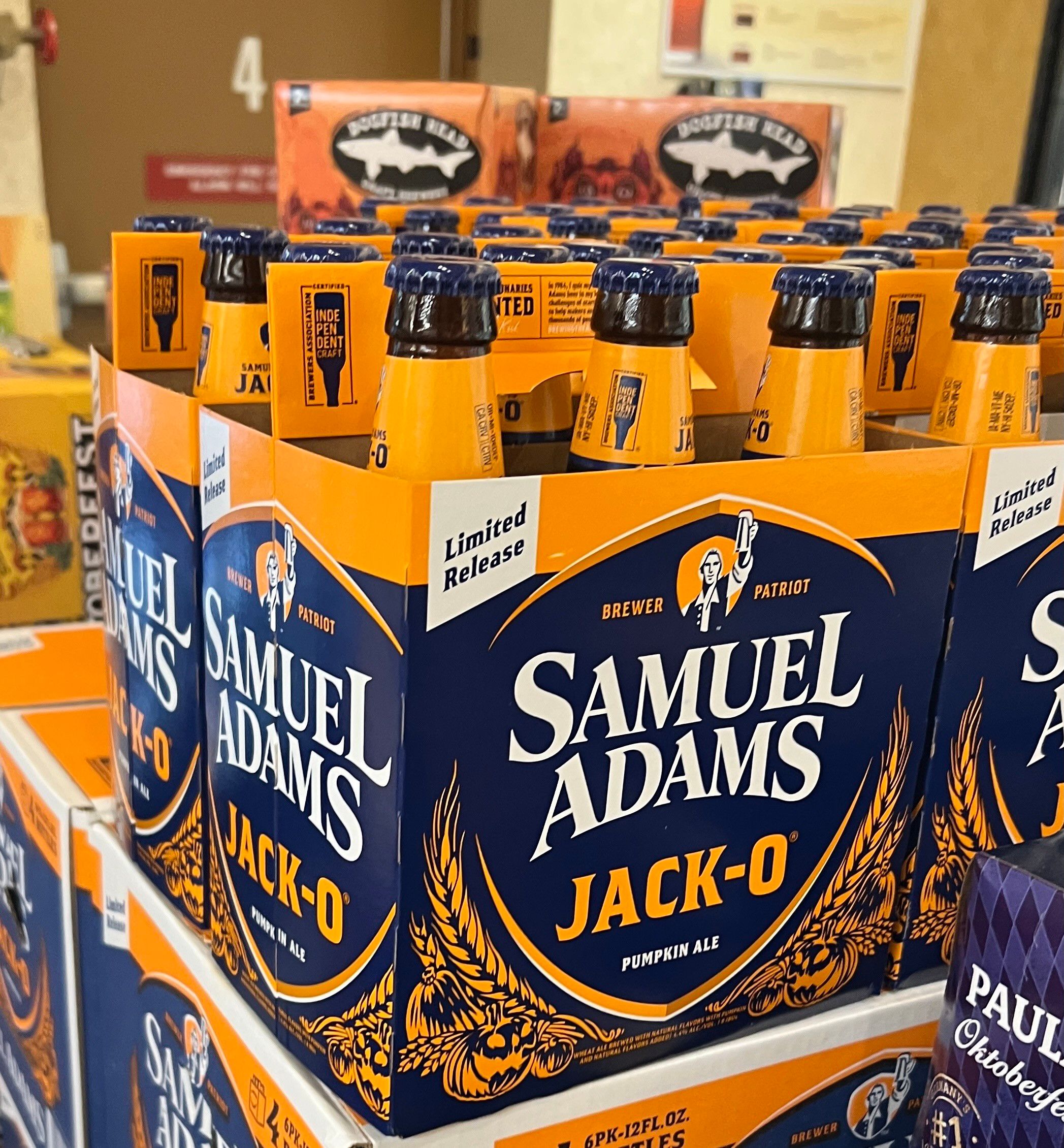 Photo of a 6-pack of Samuel Adam’s “Jack-O” pumpkin beer