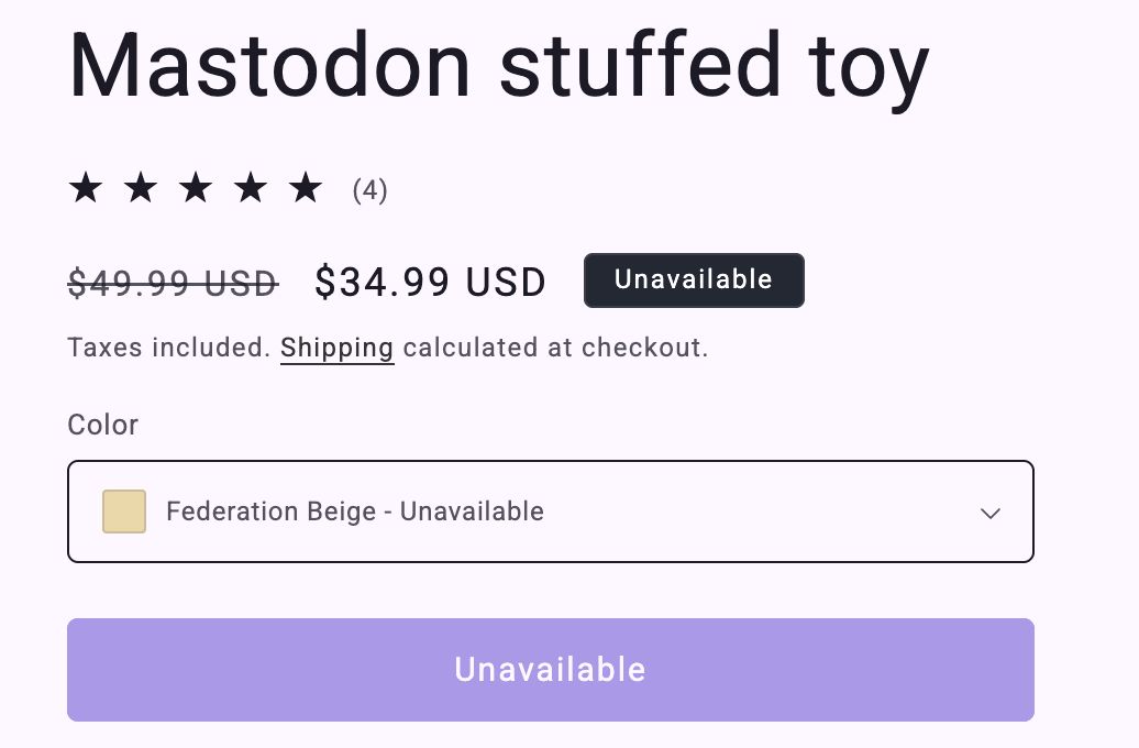Mastodon stuffed toy checkout