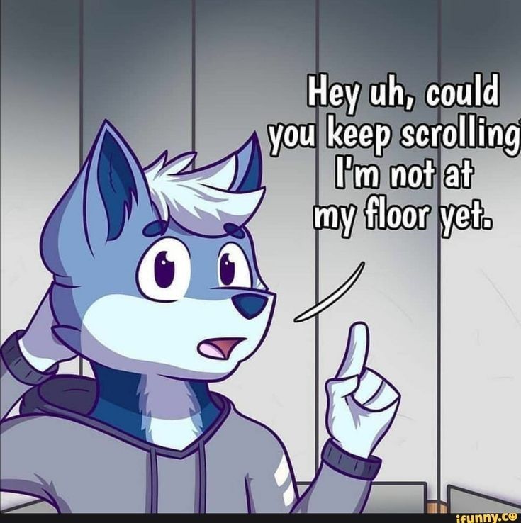 A foxy guy in an elevator, and they're saying "Hey uh, could you keep scrolling? I'm not at my floor yet."