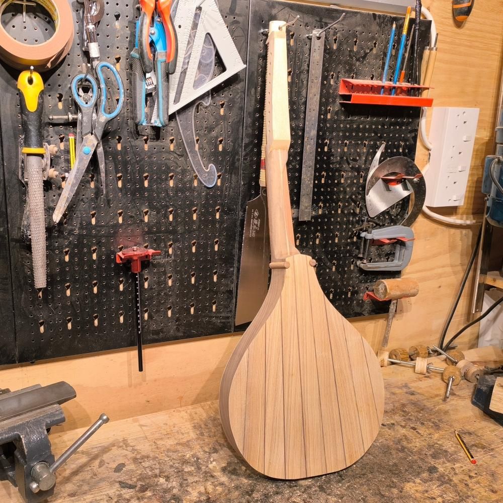 A renaissance cittern currently under construction in my workshop. Back view.