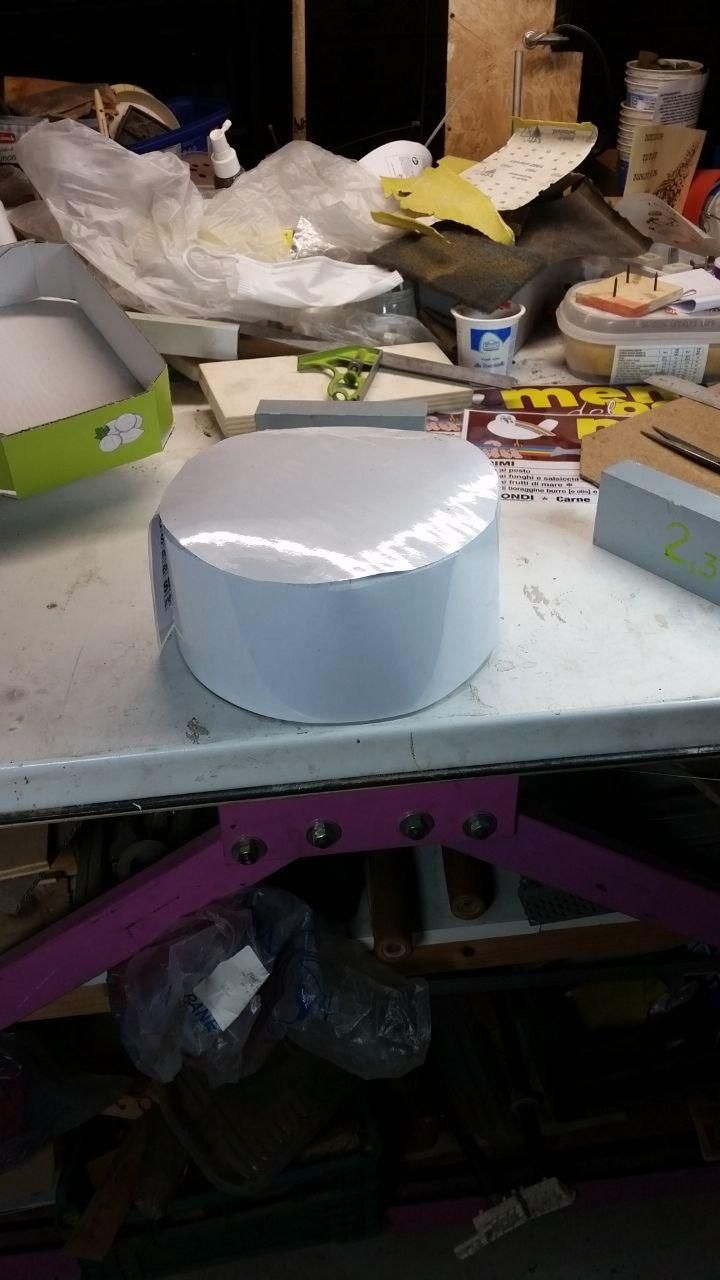 Mandrino coperto con fogli plastificati incollati (male) tra di loro.