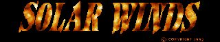 The text "Solar Winds", with a firey texture of oranges and dark browns
