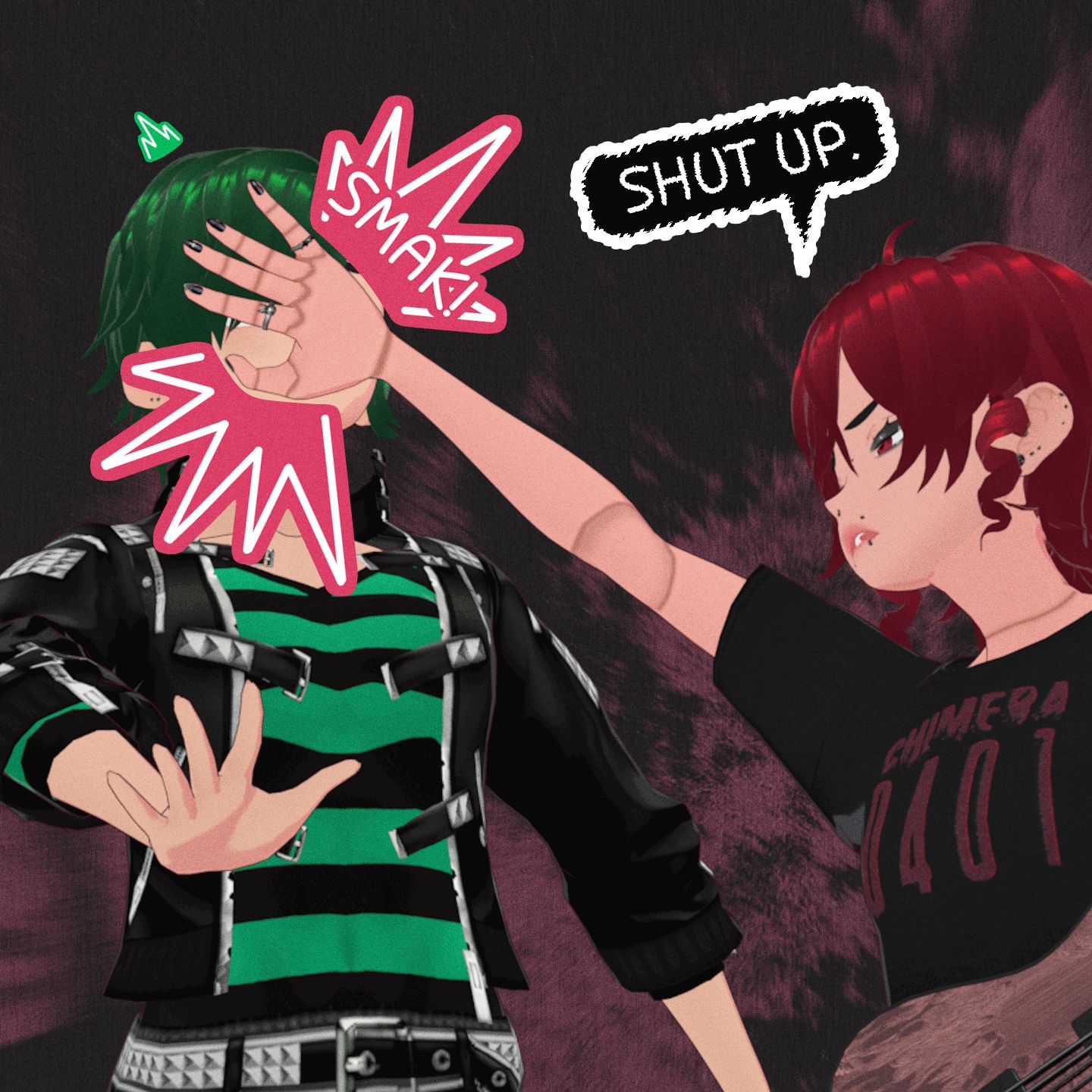 Teto slaps Roadie in the face with a loud "SMACK!" Roadie recoils as Teto shouts, "SHUT UP."