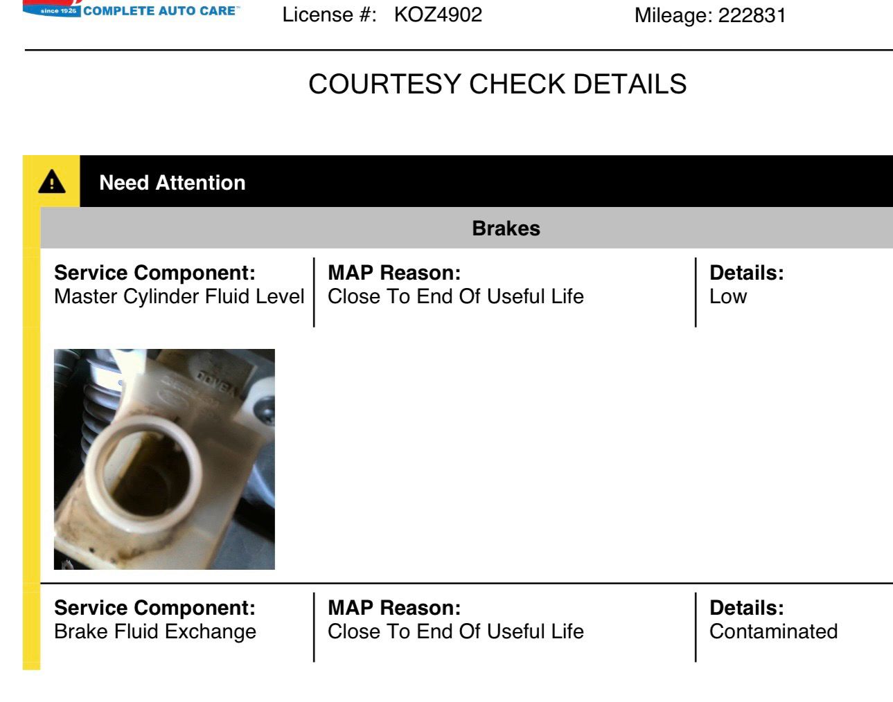 From the shop, these are the repairs i need. 