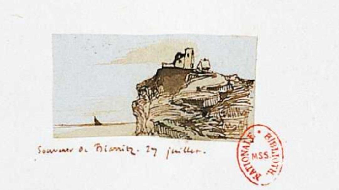 Victor Hugo, Souvenir de Biarritz.27 juillet., 1843, disegno a mina di grafite, penna, inchiostro bruno e lavaggio
© Bibliothèque nationale de France