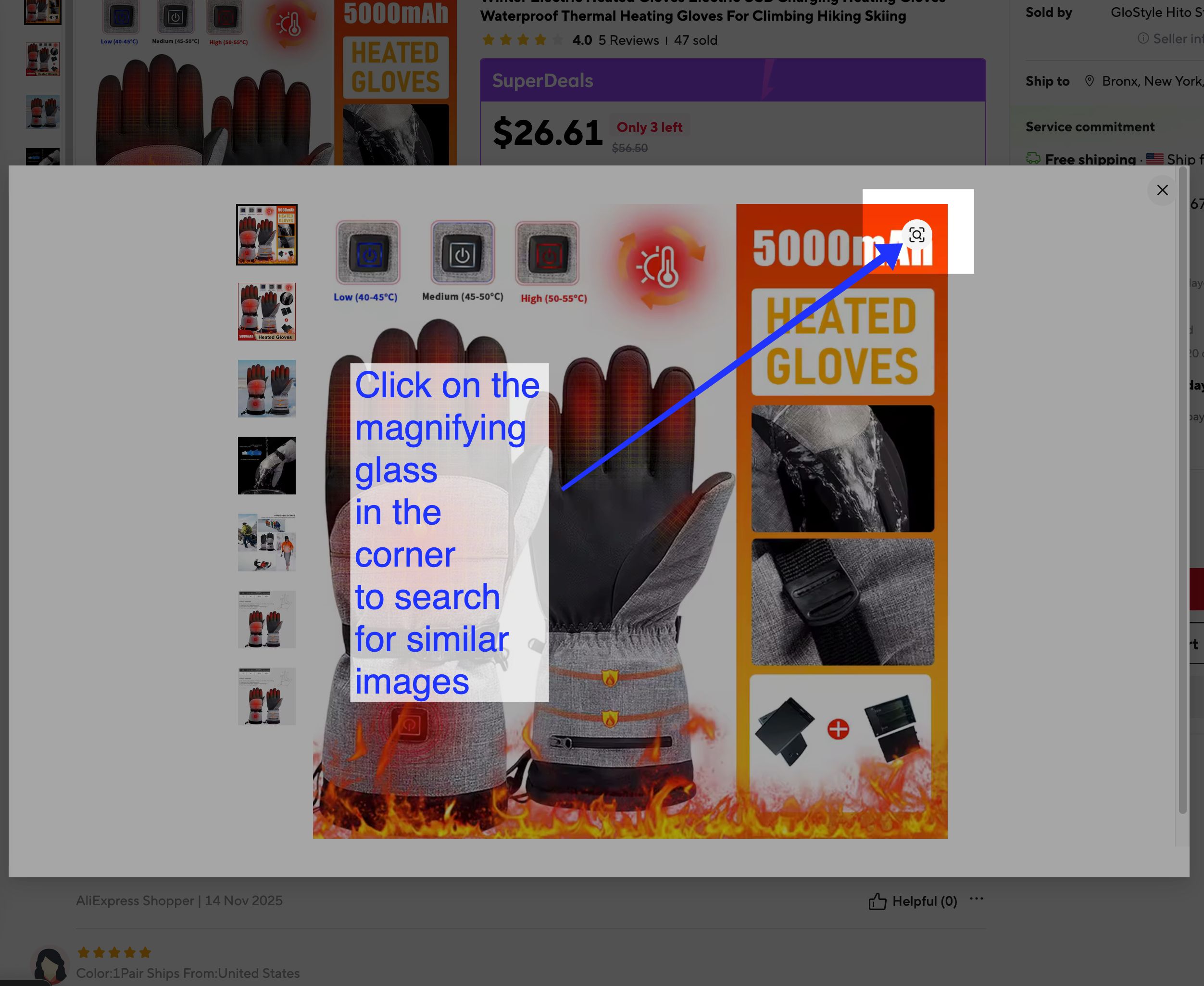 The next step is to click on the magnifying glass logo in the corner of the new window that pops up. 
