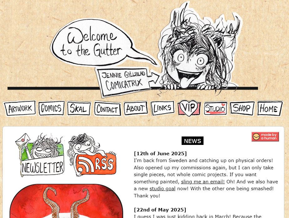 part of Jen's landing page on her website with various little doodles