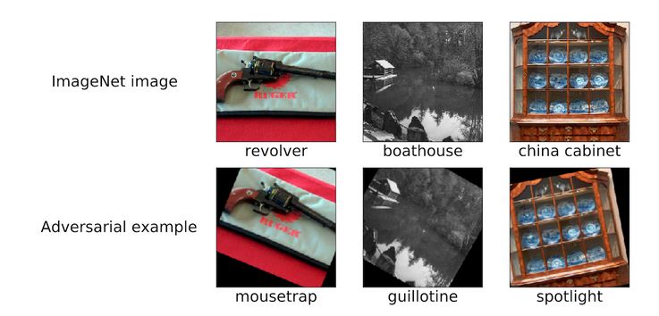 Examples -- gun that is classiified as a moustrap, boathouse that is classified as a guillotine, china cabinet that is classified as a spotlight